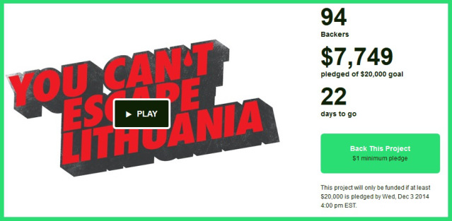 The Kickstarter page for 'You Can't Escape Lithuania'